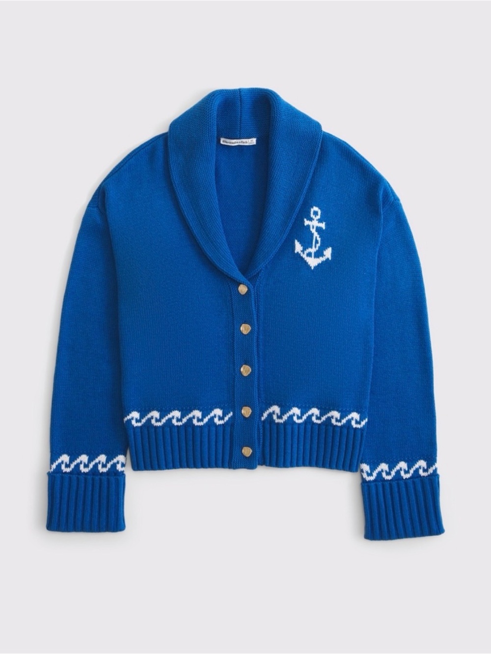 Abercrombie Nautical Collared Cardigan Sweater - Blue - Picture 5 of 9